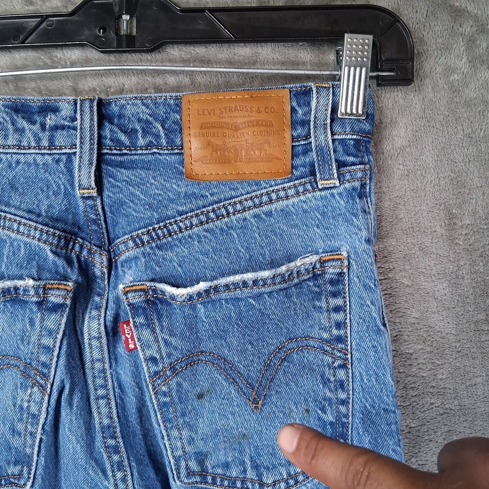 Premium Levis Ribcage Straight Ankle Jeans Women's Size 25x29 Blue Button Fly - Picture 5 of 7